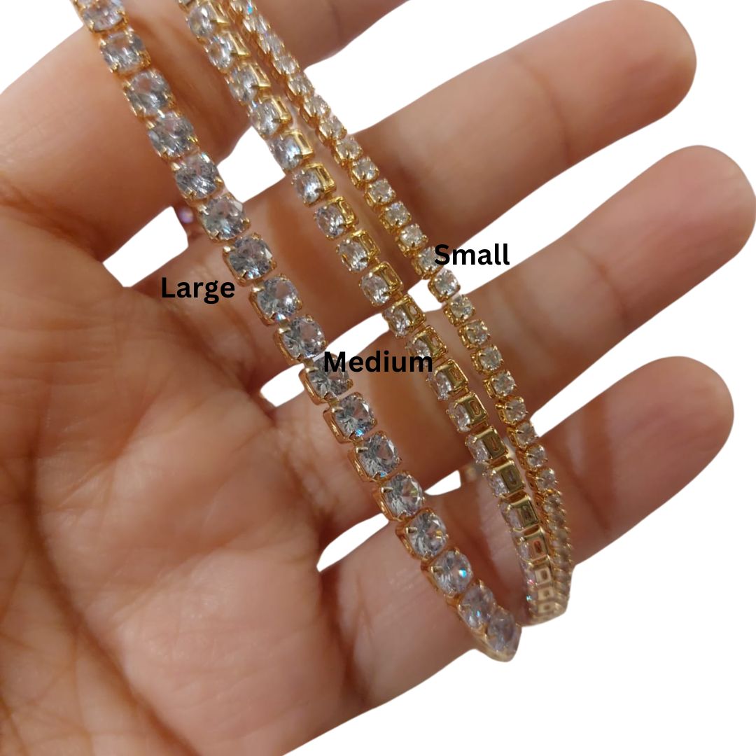 Stainless Steel Gold Tennis Necklace