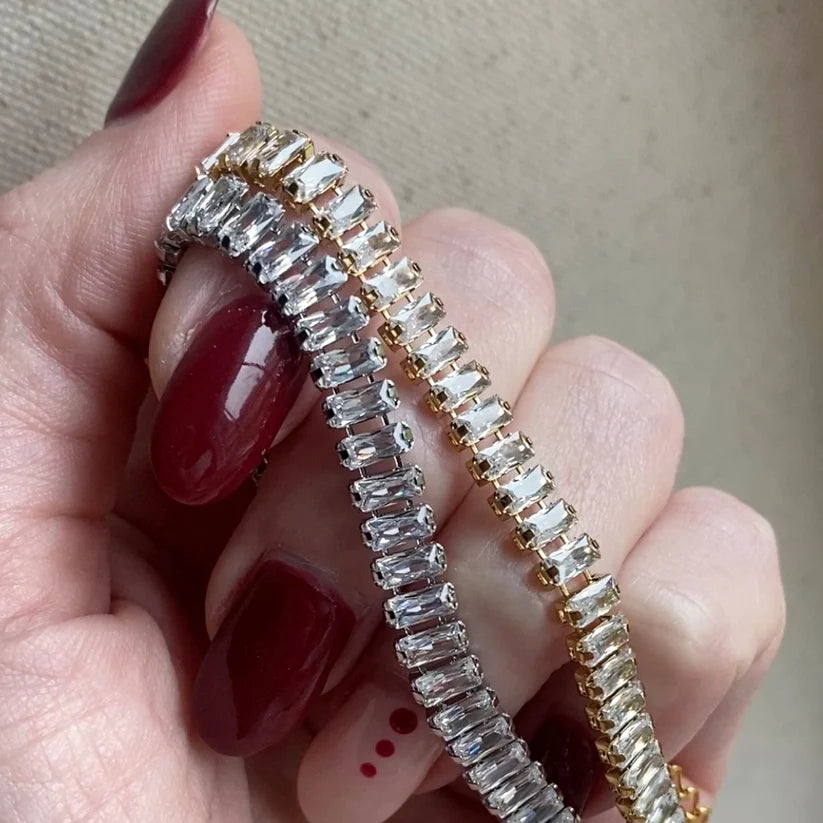Tennis Bracelet Baguette Stainless Steel
