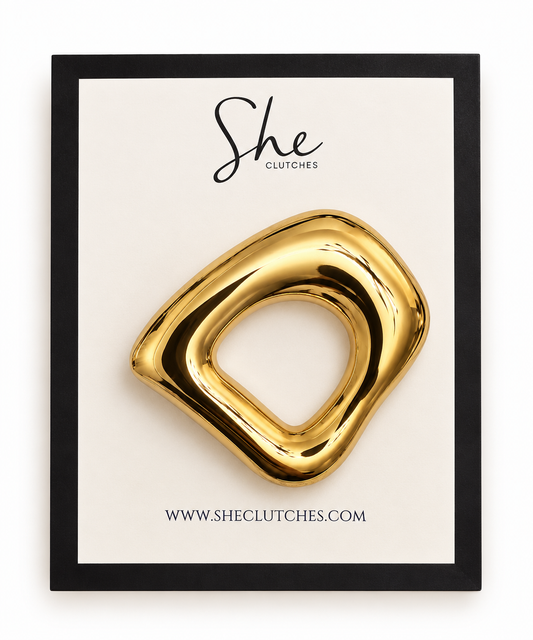 Golden flow stainless steel brooch