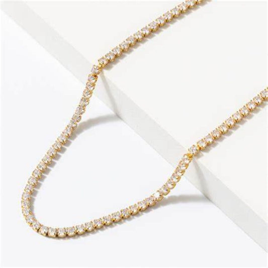 Stainless Steel Gold Tennis Necklace