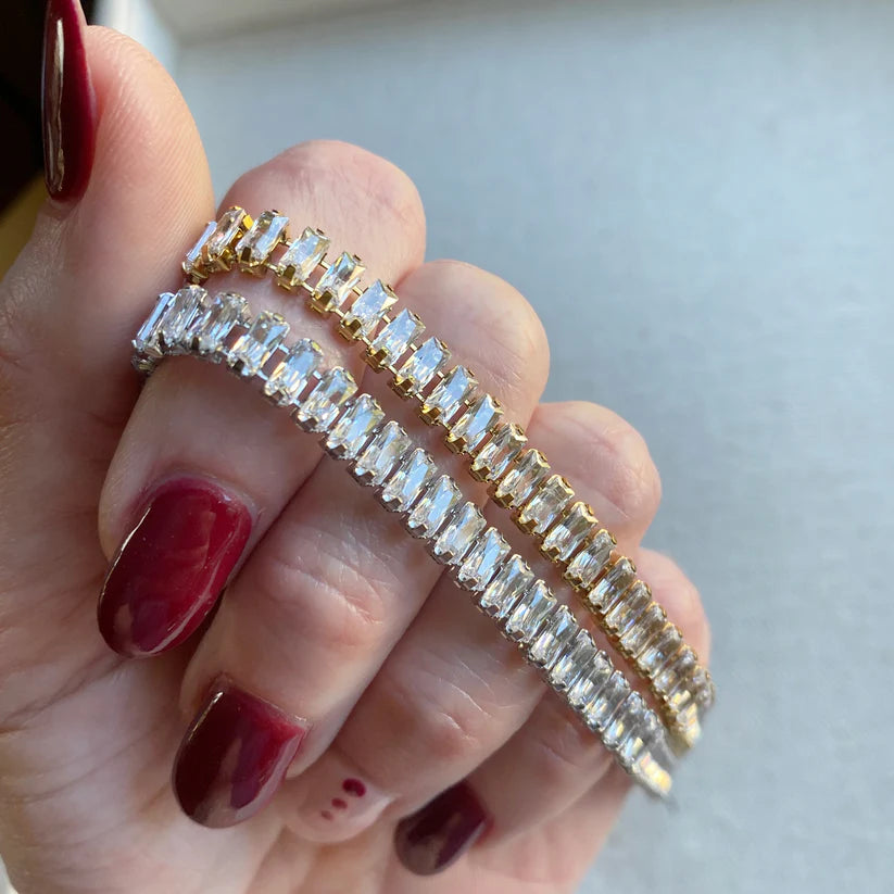 Tennis Bracelet Baguette Stainless Steel