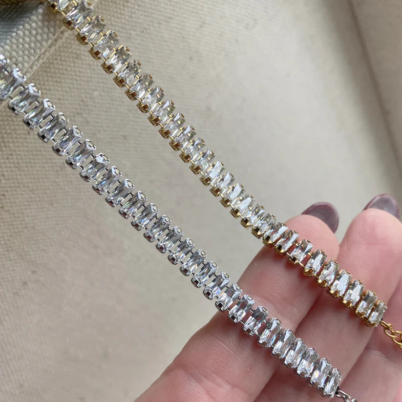 Tennis Bracelet Baguette Stainless Steel