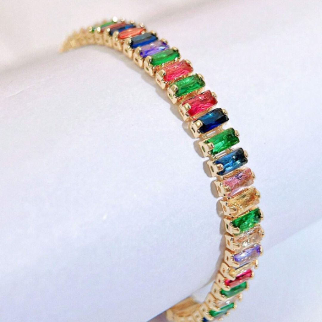 Multi color Tennis stainless steel Bracelet