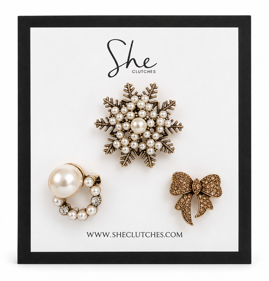 Christmas wreath brooch set