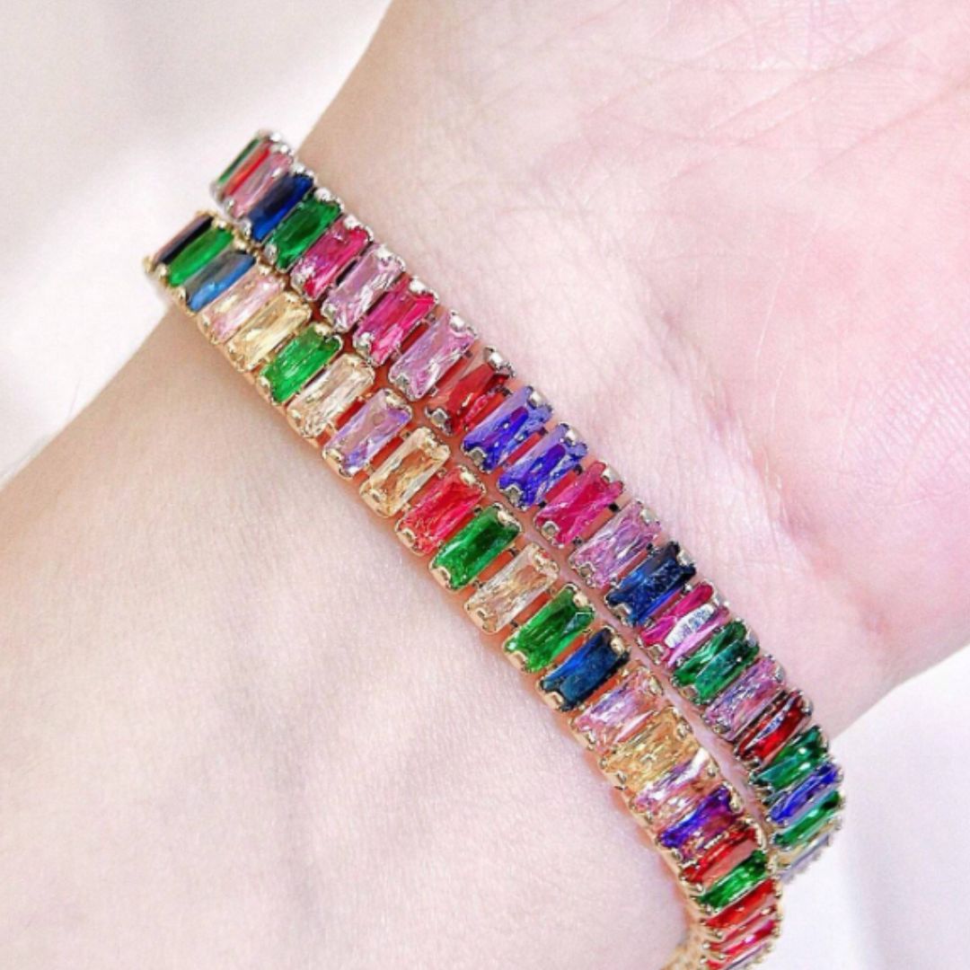 Multi color Tennis stainless steel Bracelet