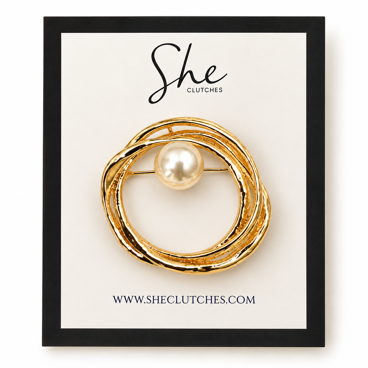Pearl loop stainless steel brooch