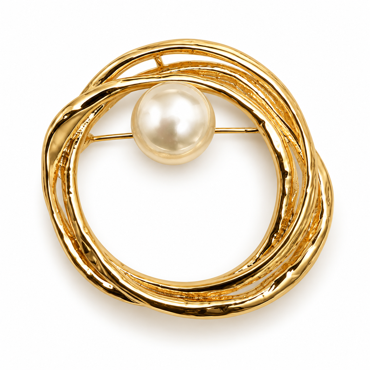 Pearl loop stainless steel brooch